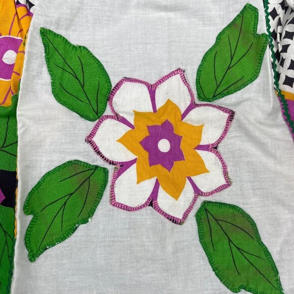 Vintage Apron Pot Holders Set Handmade Flower Power Pink Black White Floral - Picture 4 of 10